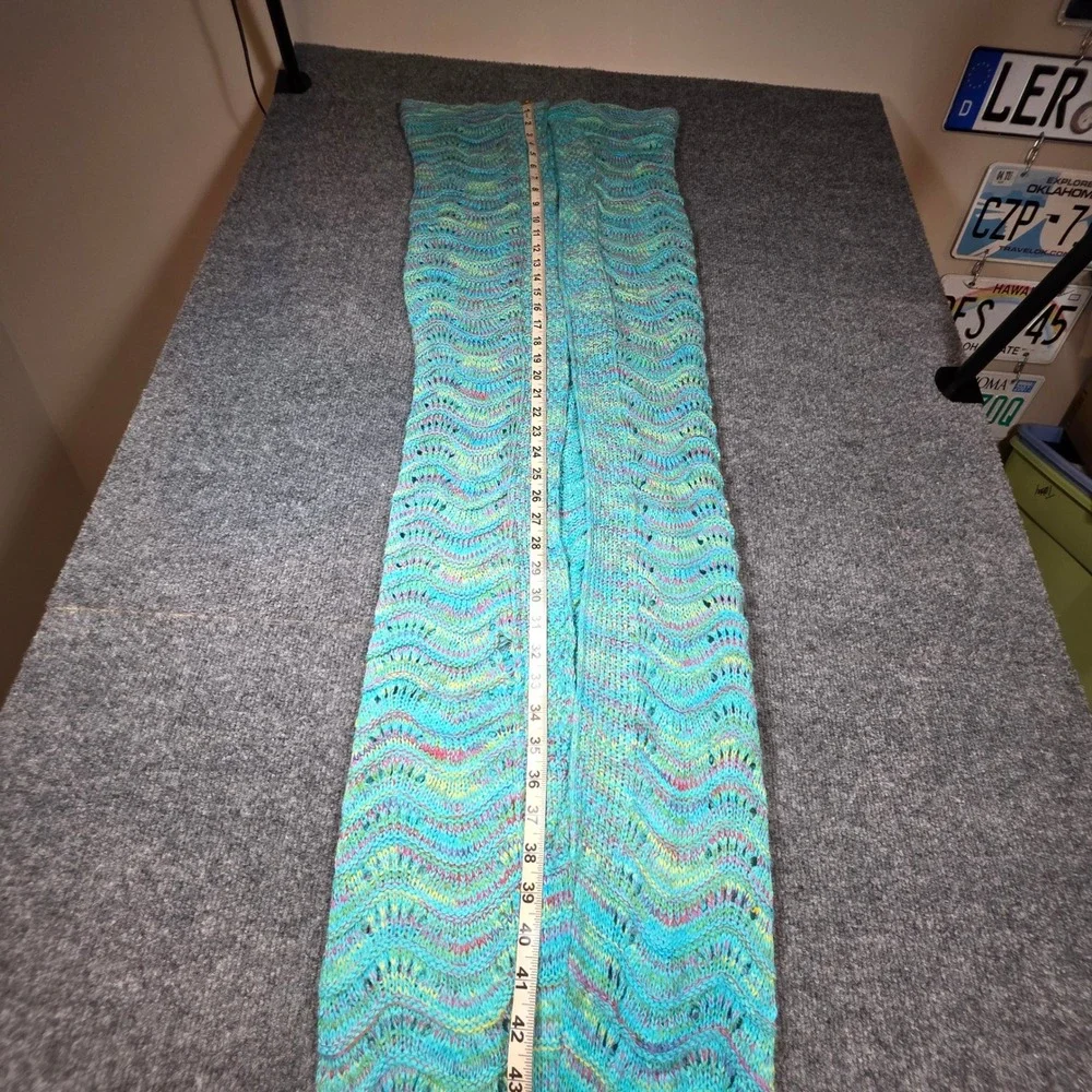 Mermaid‎ Tail Blanket Knit Crochet Turquoise Wave Pattern Cocoon Throw Afghan